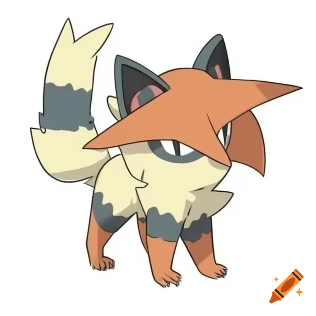 Pokémon inspired by Maine Coon cat and raccoon in Ken Sugimori artstyle