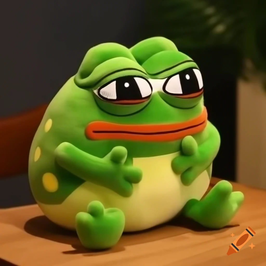 Sad plushy frog character