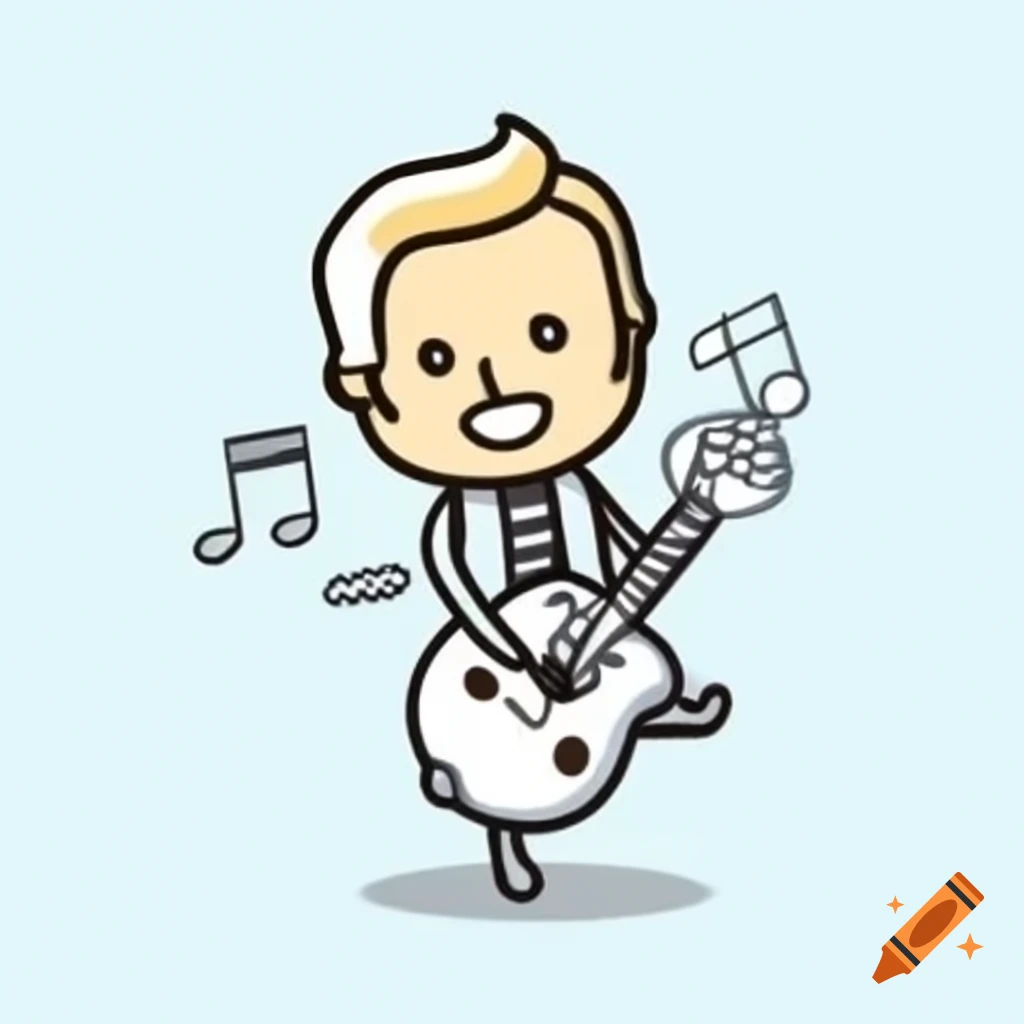 Cartoon musician in school uniform with musical instruments on craiyon