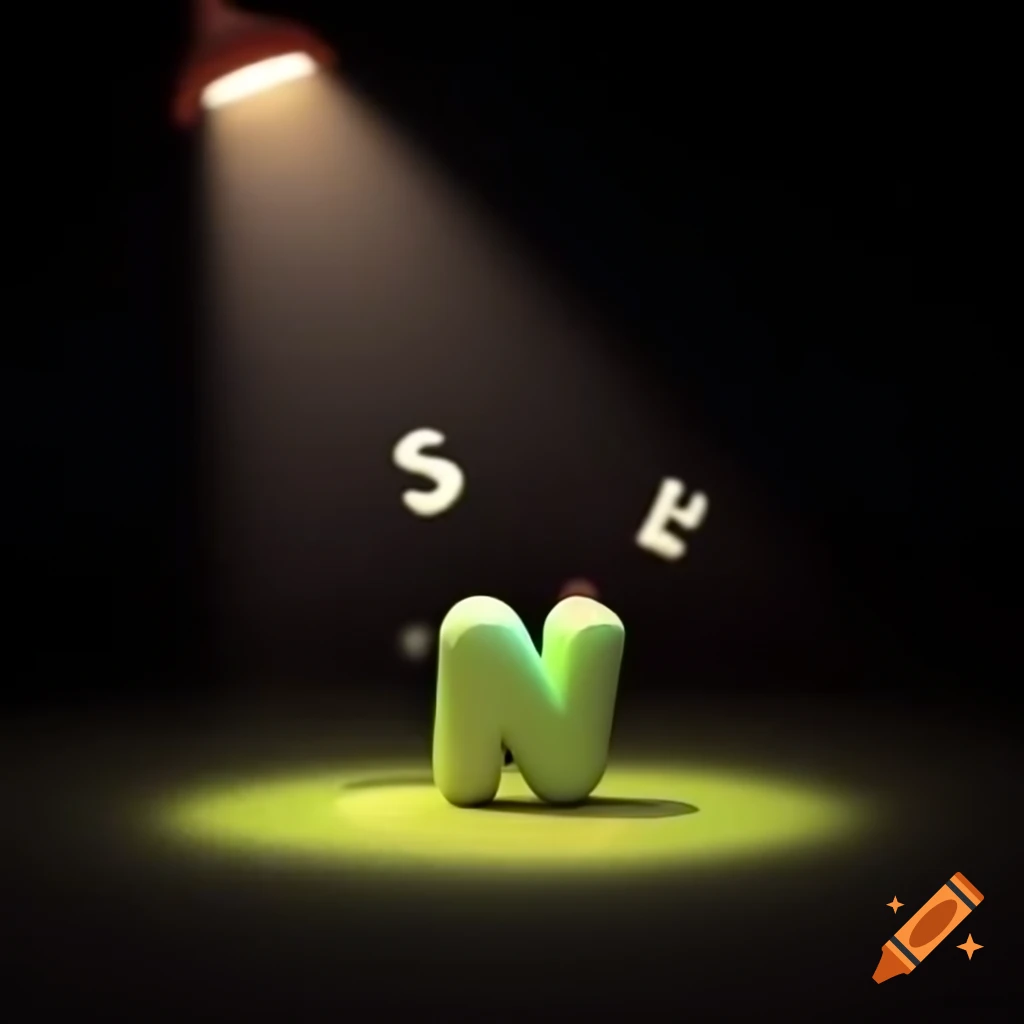 The word PLAY illuminated under a light