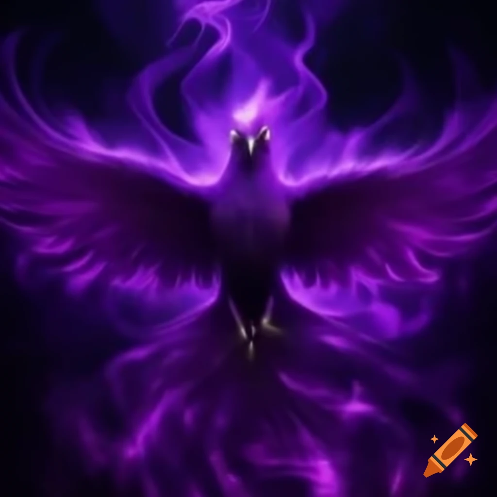 Electric purple phoenix with a fierce appearance