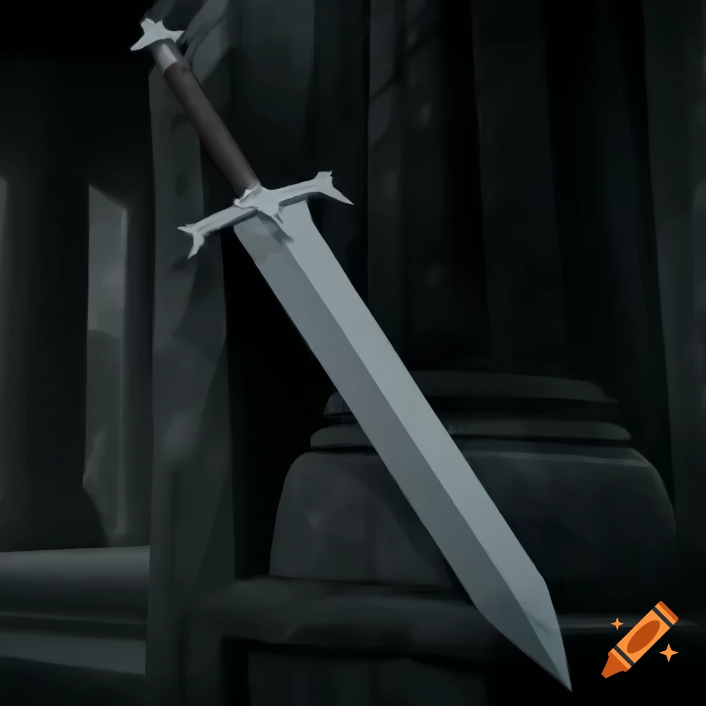 Colossal sword in a wood temple background inspired by Dark Souls
