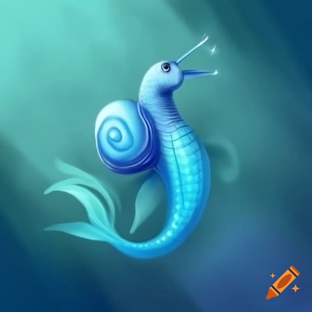 Sketch of a blue mermaid snail on craiyon