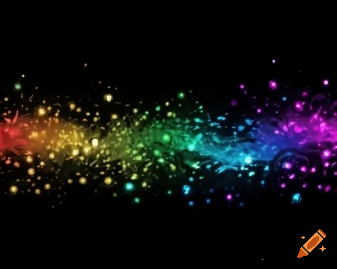 Luminous fairy dust sparkling in rainbow shades, storybook style