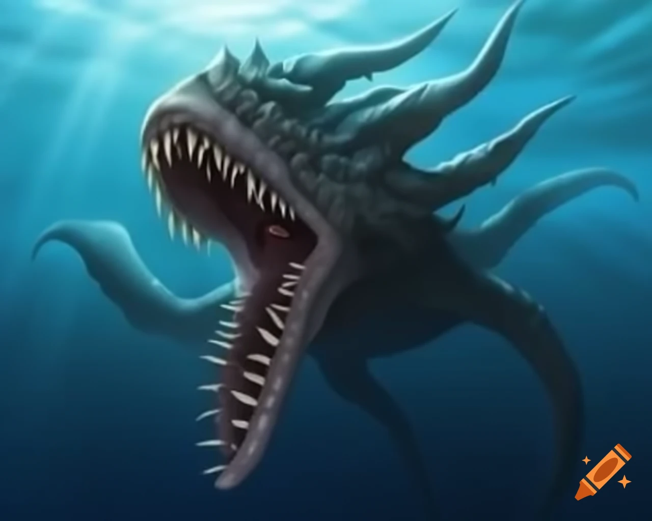 Monstrous sea creature showcasing sharp teeth