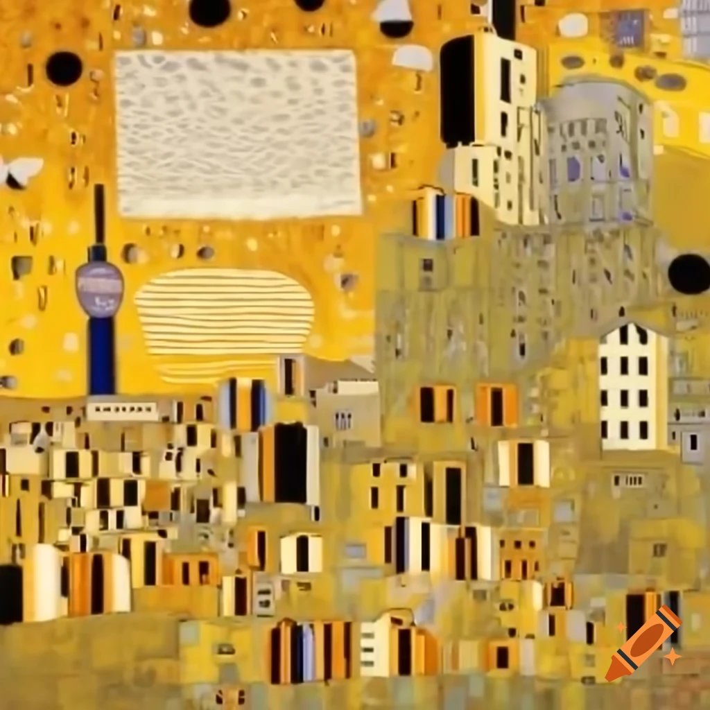 Johannesburg skyline inspired by Klimt's artistic style