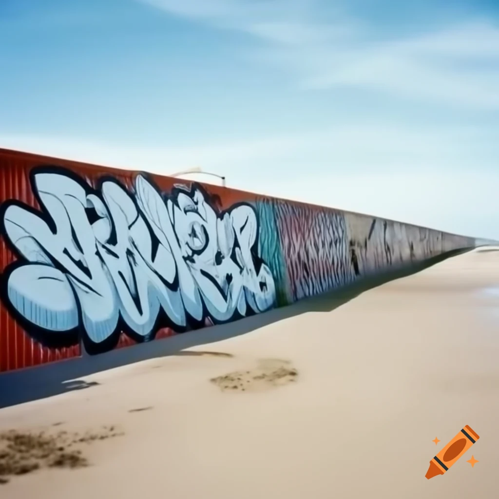 Colorful graffiti wall near the beach