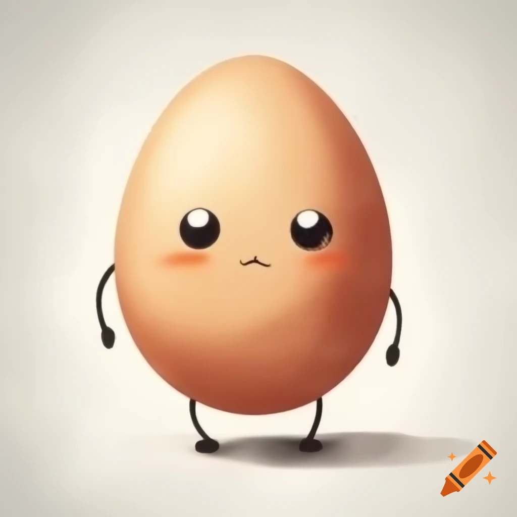 Cartoon egg on white background in watercolor style