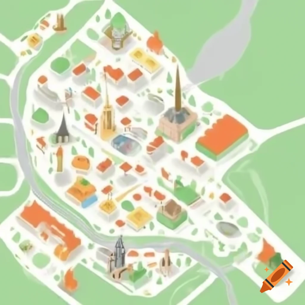 Map of Ansager city highlighting landmarks