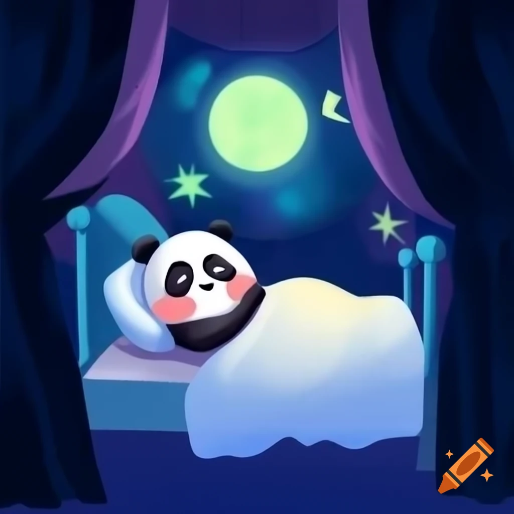 Cute Baby Panda Gamer Girl Sleeping Happily With Food And A Bow In Her cute-baby-panda-gamer-girl-sleeping-happily-with-food-and-a-bow-in-her