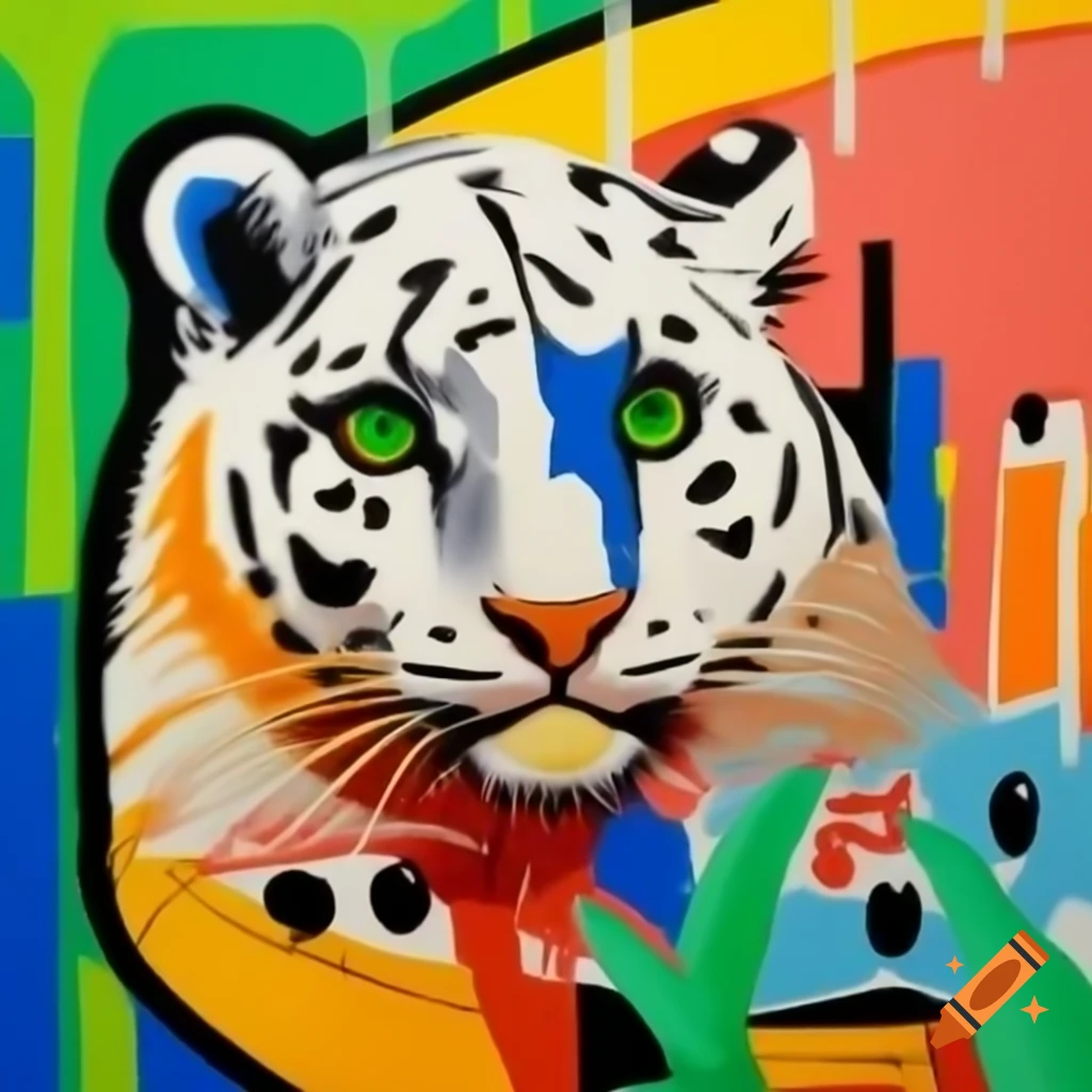 Abstract zoo painting by Basquiat and Francisco Eppens