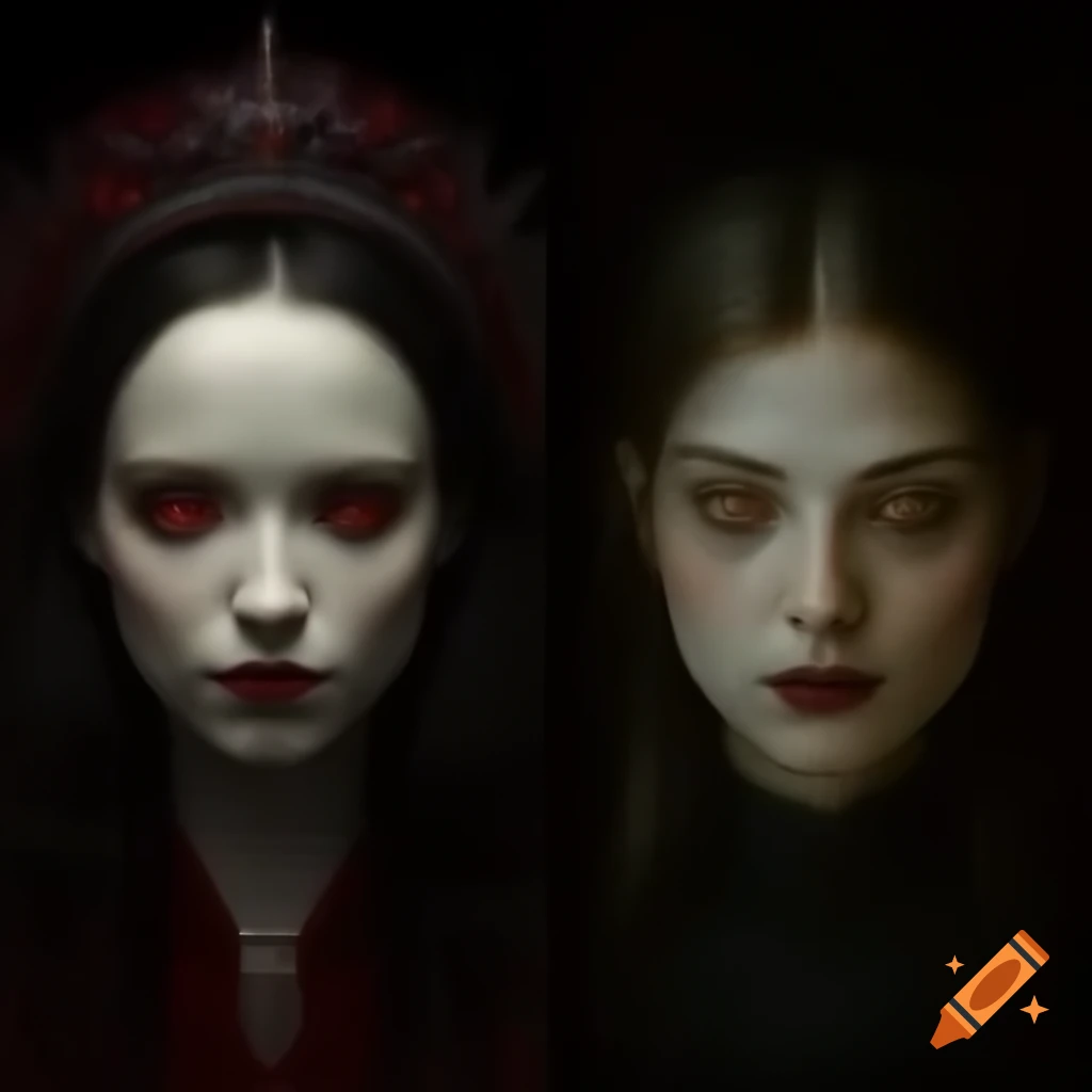 Contrast diptych featuring Southern Slavic woman on right and Gothic woman on left