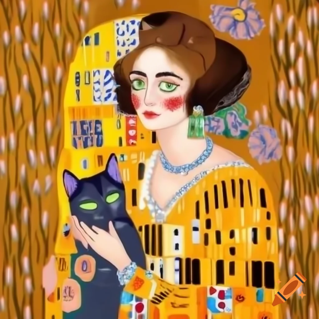 Beautiful Middle aged Woman With Brown Hair And Klimt s Flowers beautiful-middle-aged-woman-with-brown-hair-and-klimt-s-flowers