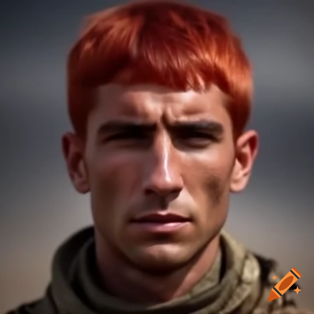 Afghanistan soldier with red hair looking fierce