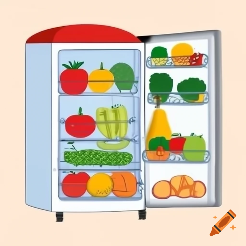 Fridge filled with fresh fruit and vegetables