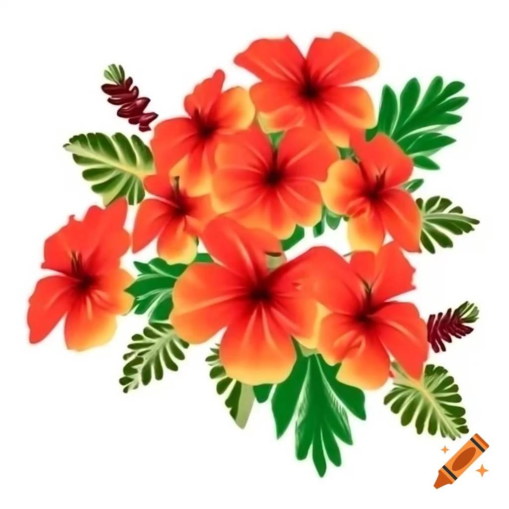 Vibrant red and orange hibiscus flowers