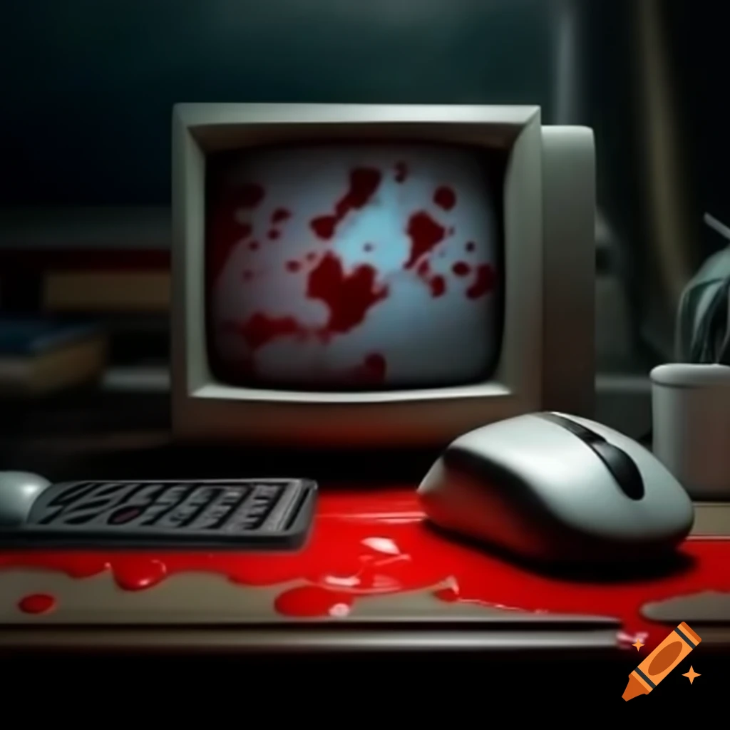 Movie poster featuring computer mouse with blood splatter and title 'Orphaned Mouse'