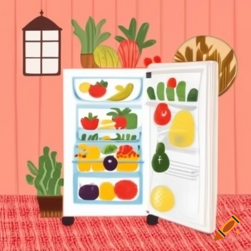 Fridge filled with colorful fruits and vegetables