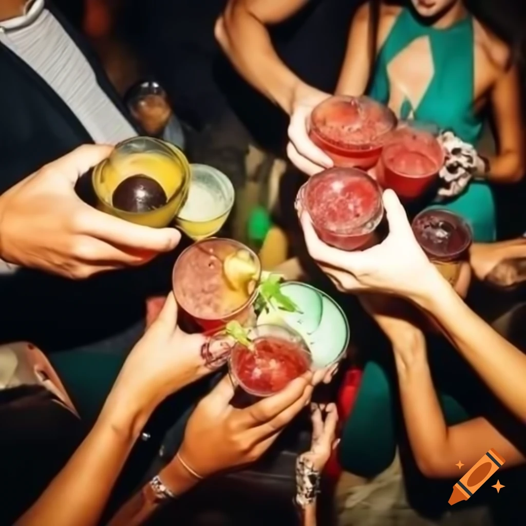 Colorful party drinks served at a social gathering
