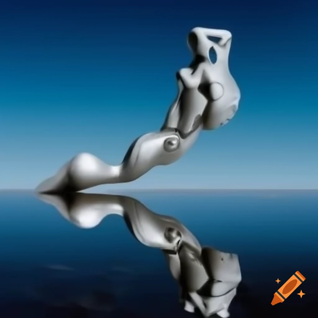Pop surreal photography featuring a silver statue from the 2000s
