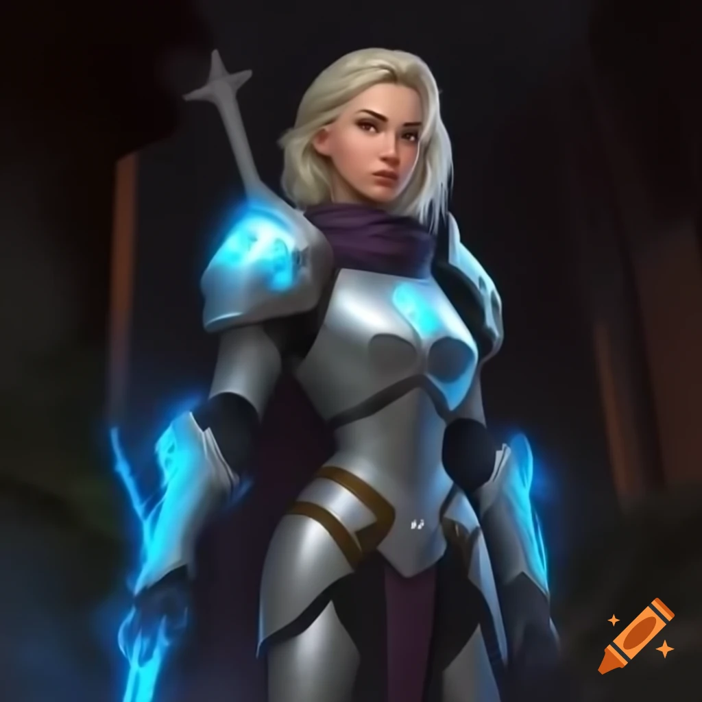 Futuristic electric knight girl character