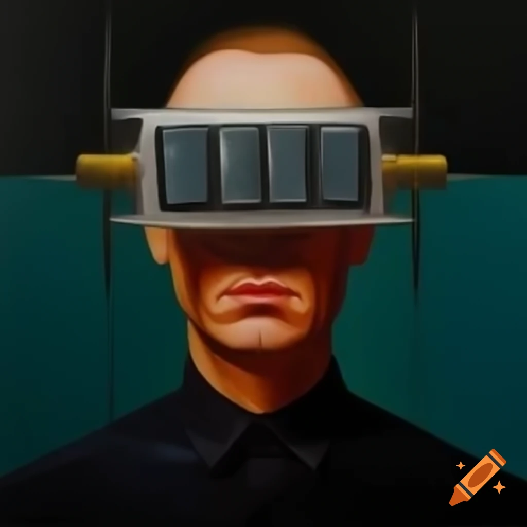 Surreal artwork of a man with a television for a head