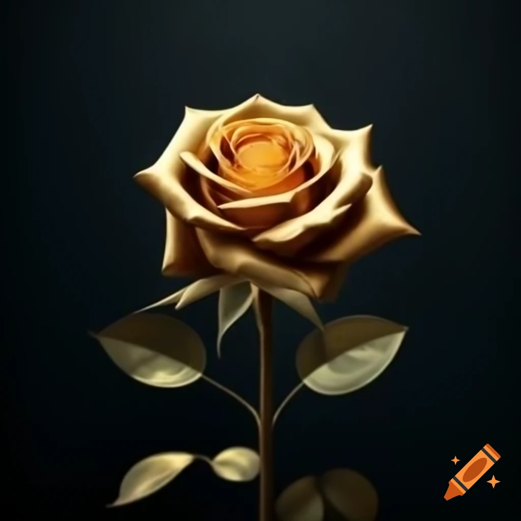 Gold rose against dark background