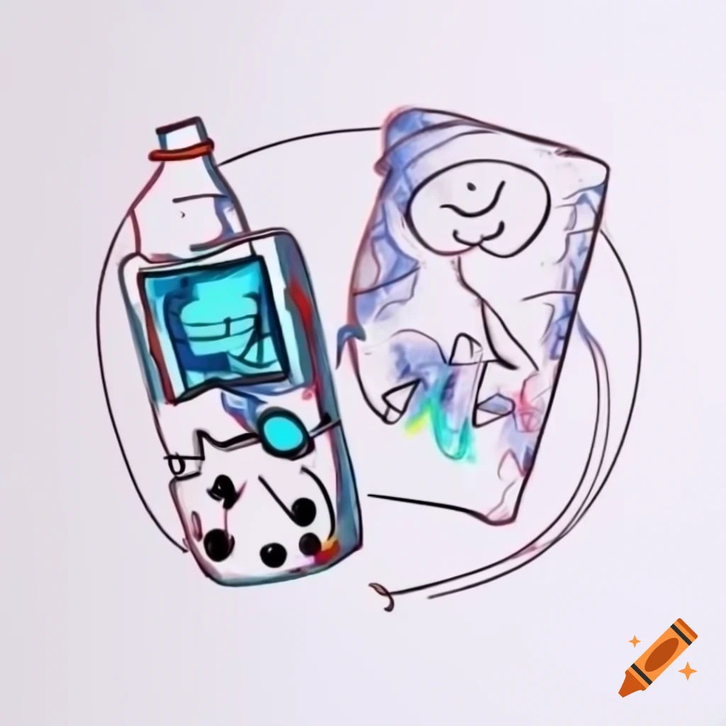 Cartoon lofi minimal art featuring psychedelic vape and Gameboy color