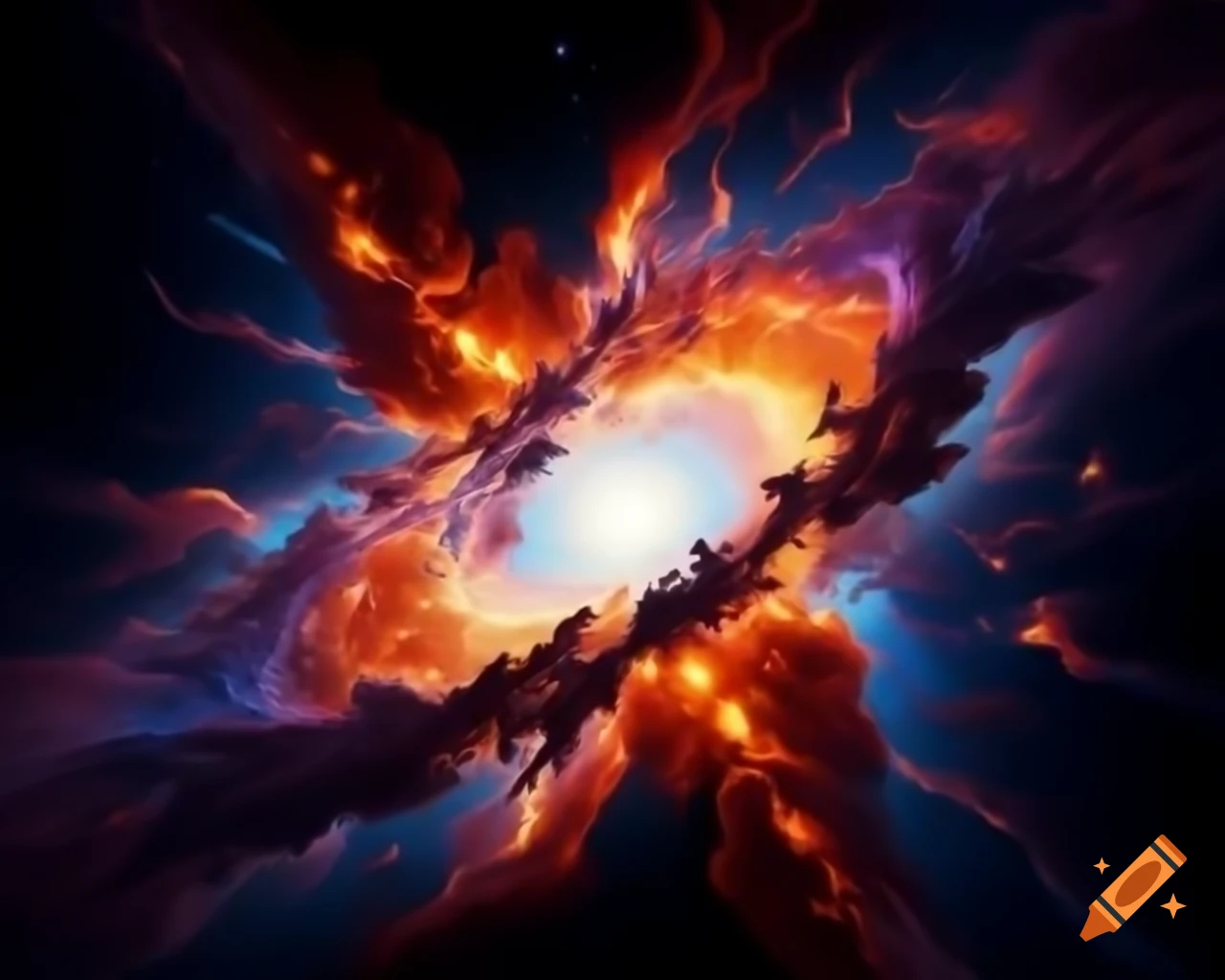 Abstract artwork with vivid colors and swirling galaxies