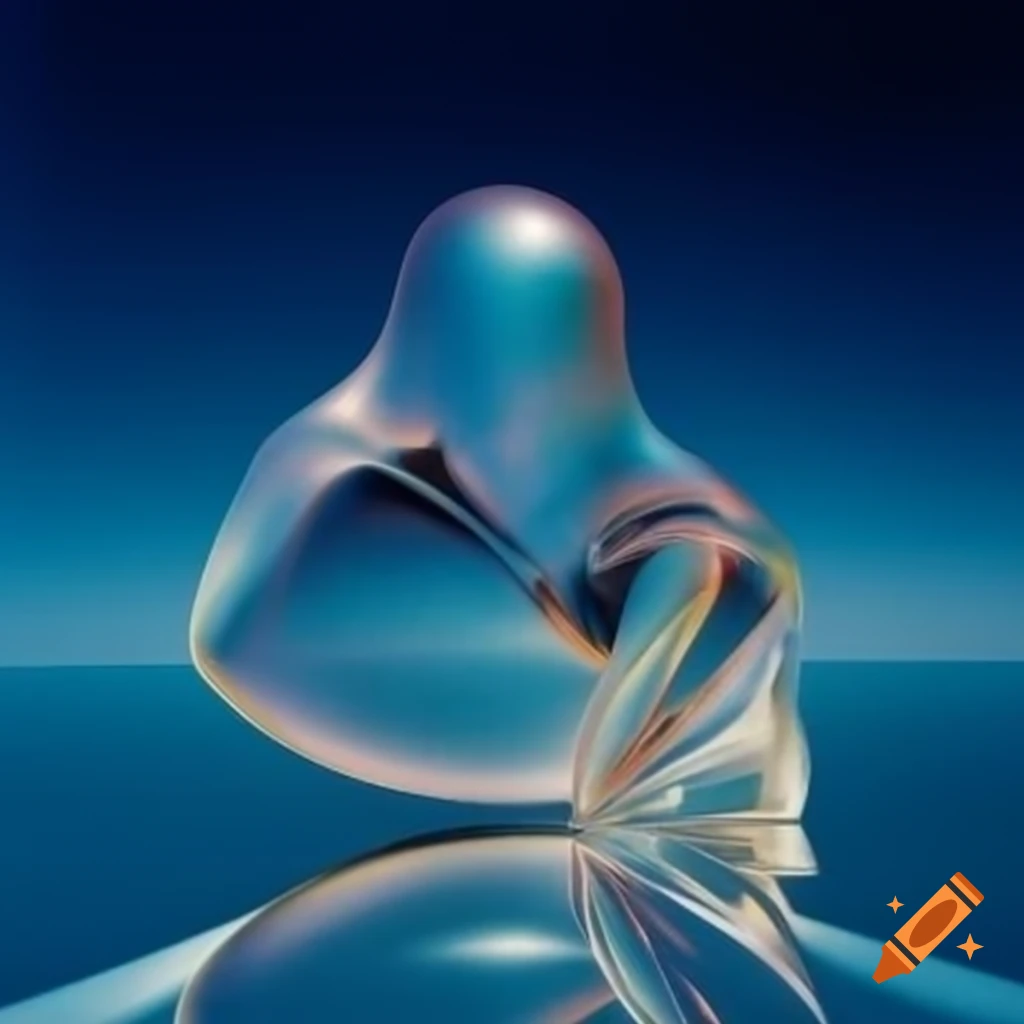 Iridescent glass statue in pop surreal 2000's photography style