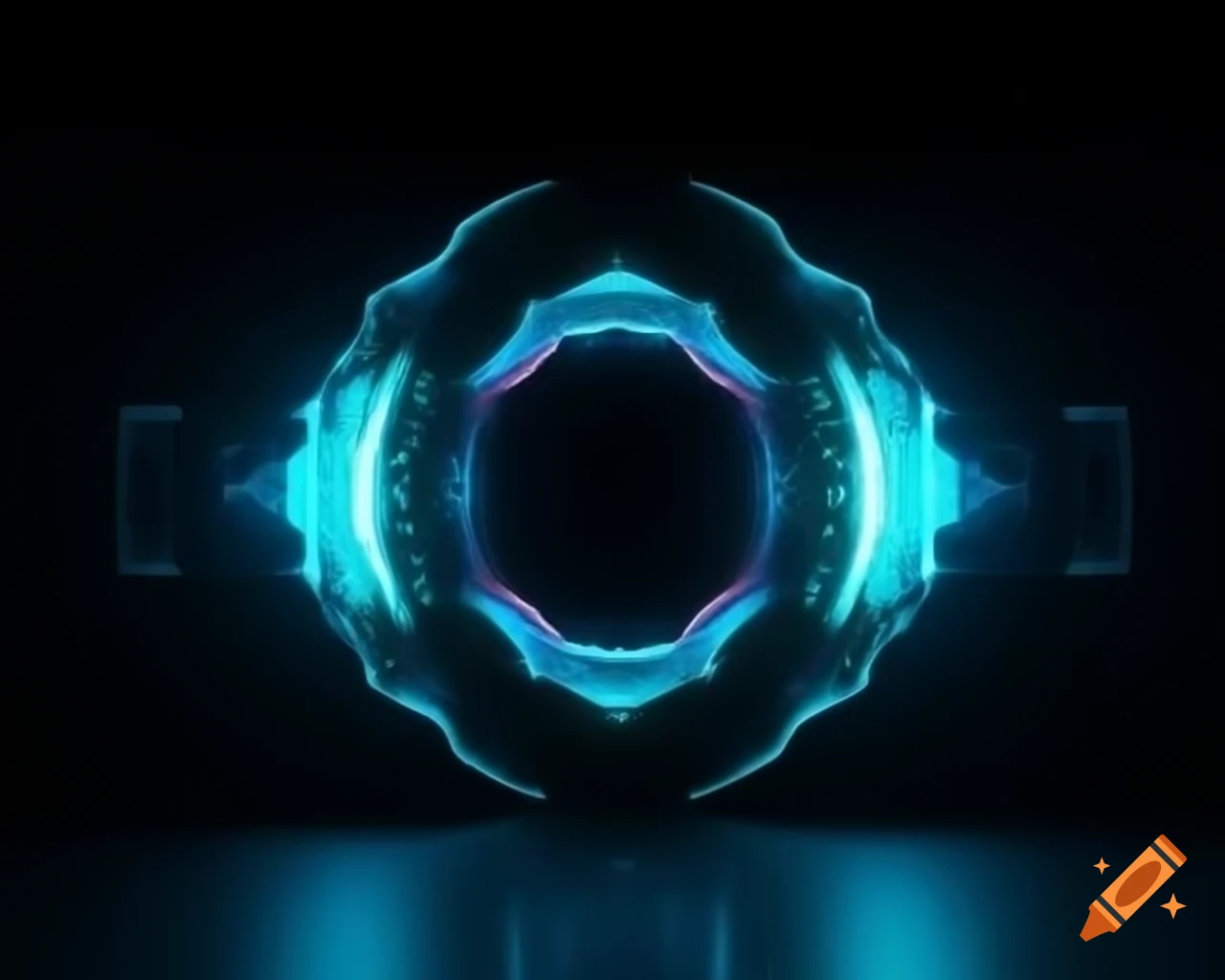 Futuristic CGI text element in hologram design with glowing neon colors