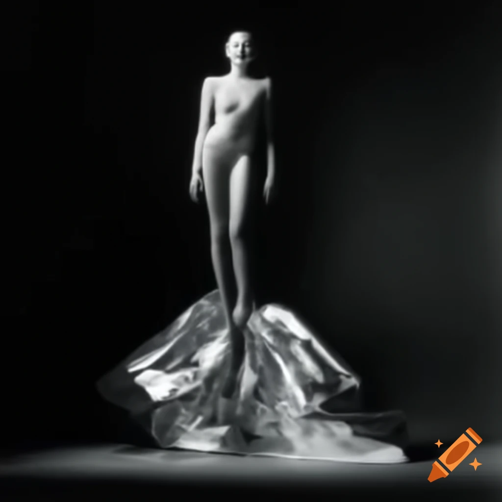 Pop surreal photography featuring a silver statue from the 2000s