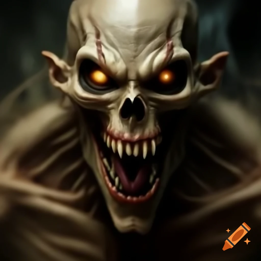 Horrifying ghoul with glowing eyes and gleaming claws