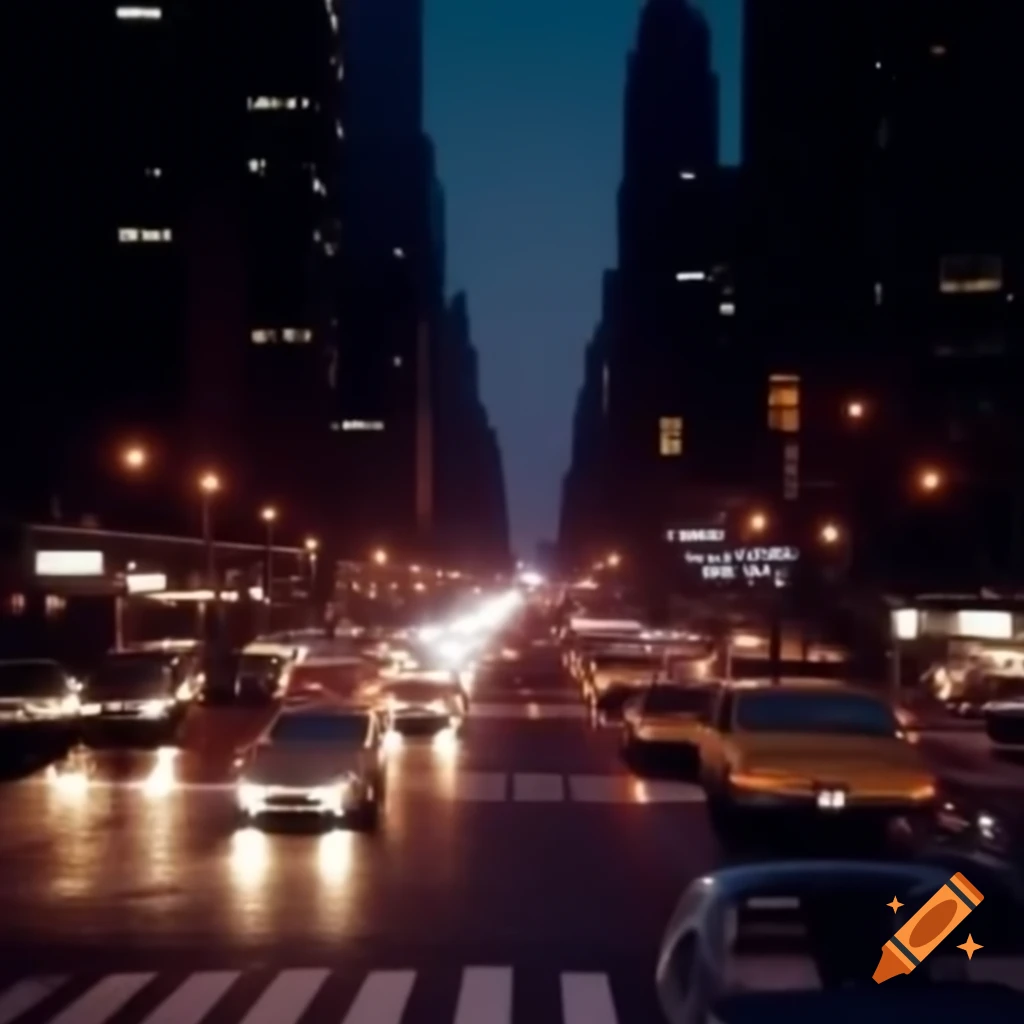 1980s vintage New York streets at night, grainy style