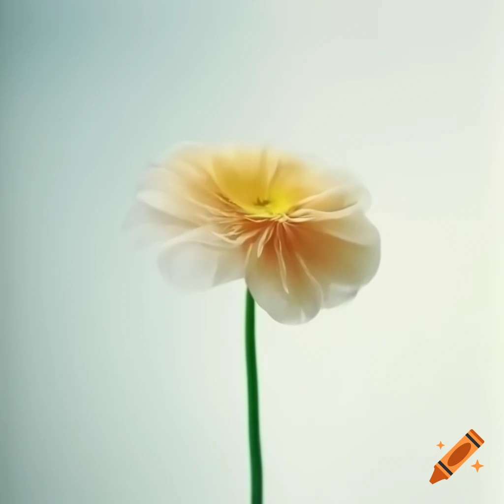 Realistic flower made of transparent plastic on neutral background