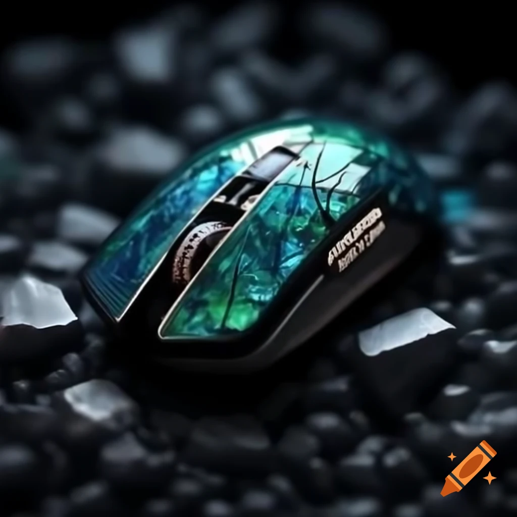 Computer mouse crafted from meteorite glass and metal