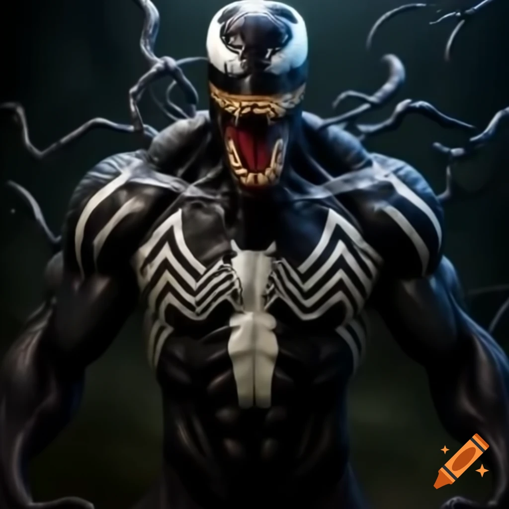 Venom symbiote interacting with a zombie character