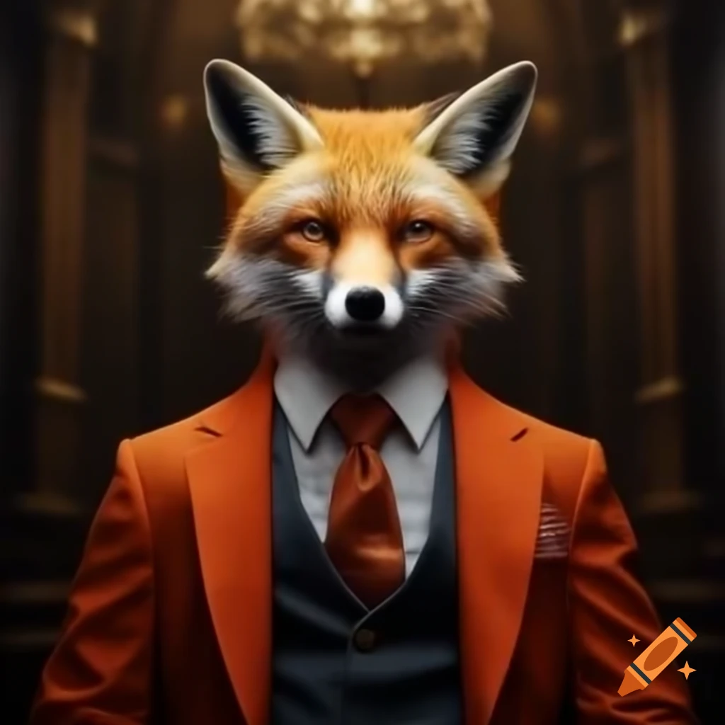Character with fox head in orange suit and tie becoming president of Iceland