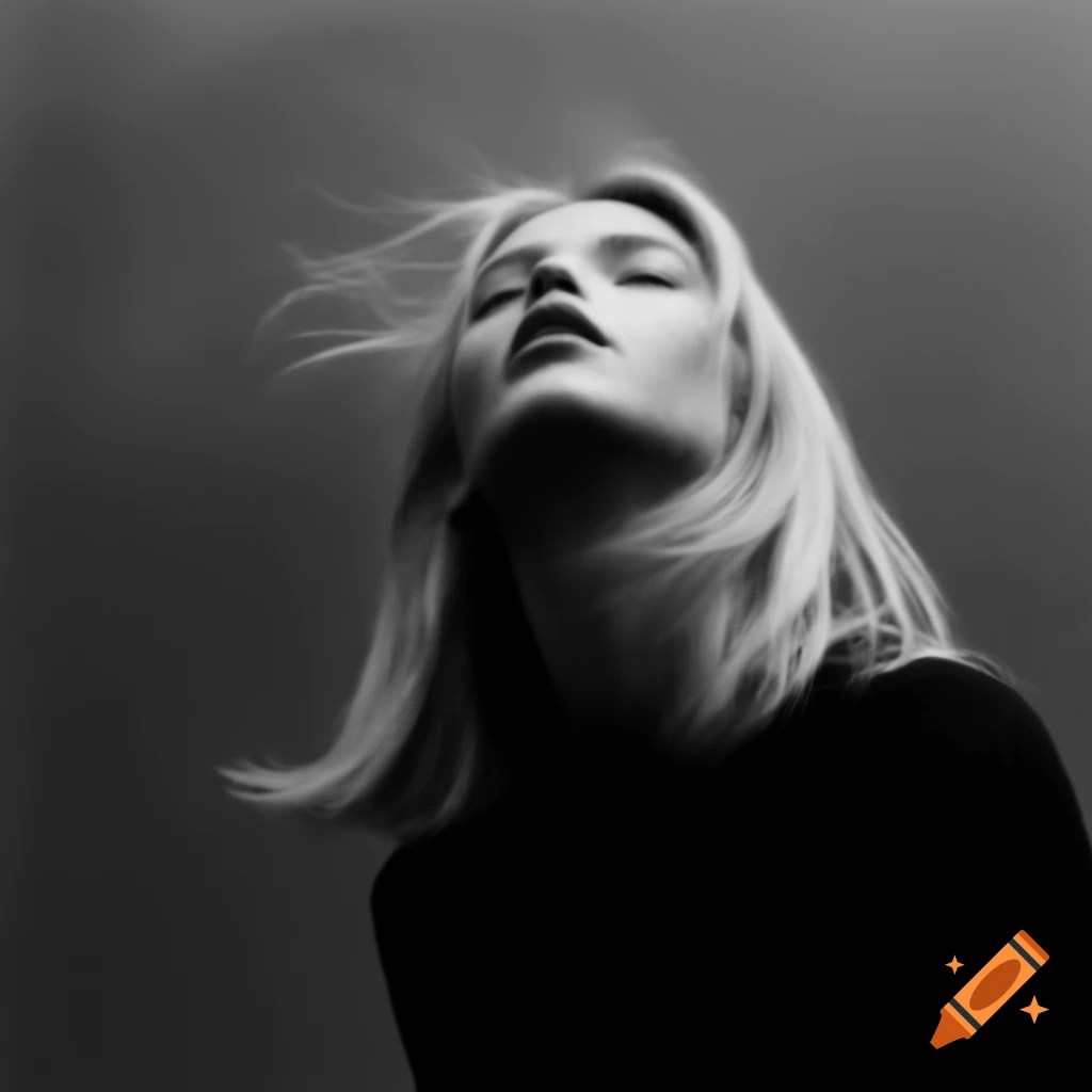 30-year-old blonde woman resembling Zara Larsson in flash photography