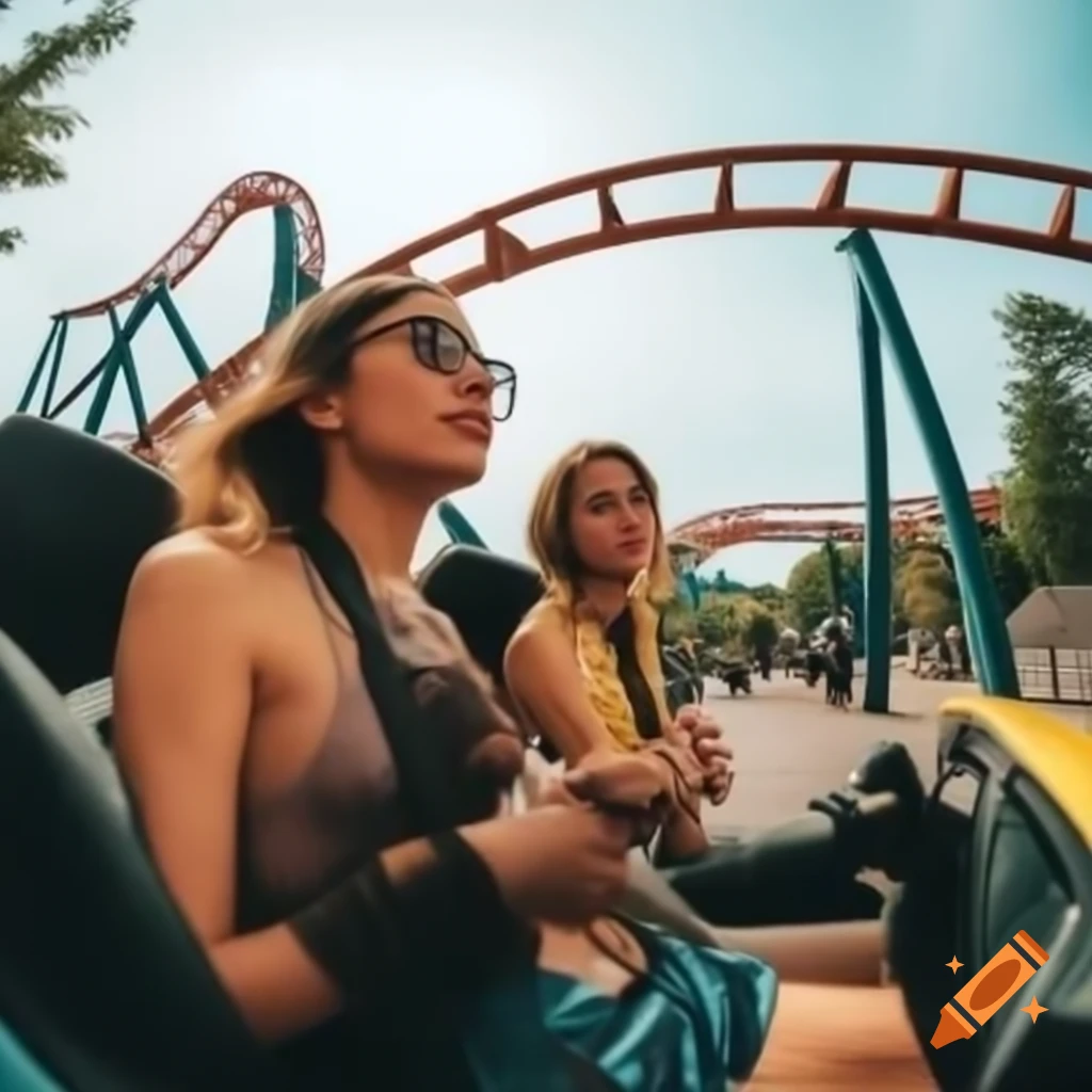 Two individuals waiting in a roller coaster car