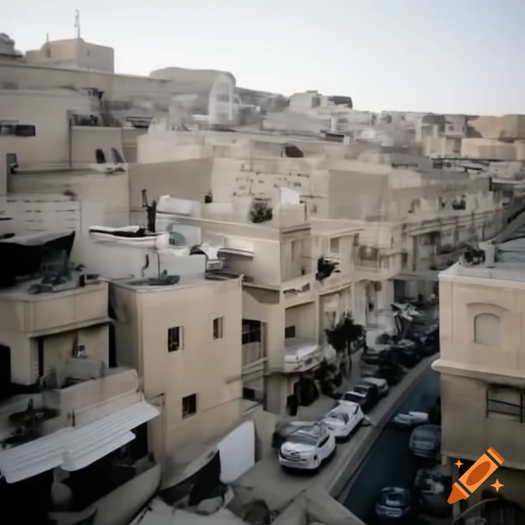 Suburban streets and homes in Jerusalem, Israel