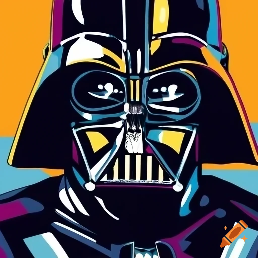 Pop art portrayal of Darth Vader