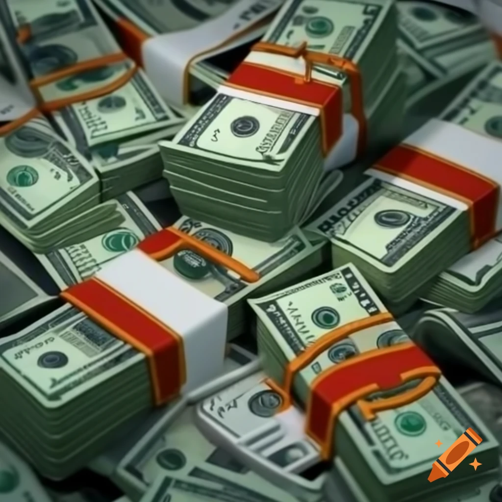 Stack of money with various denominations