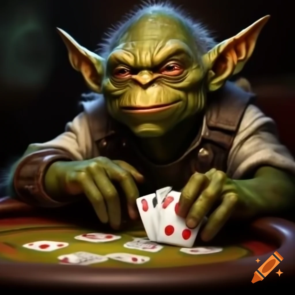 Gambling goblin engaged in card game