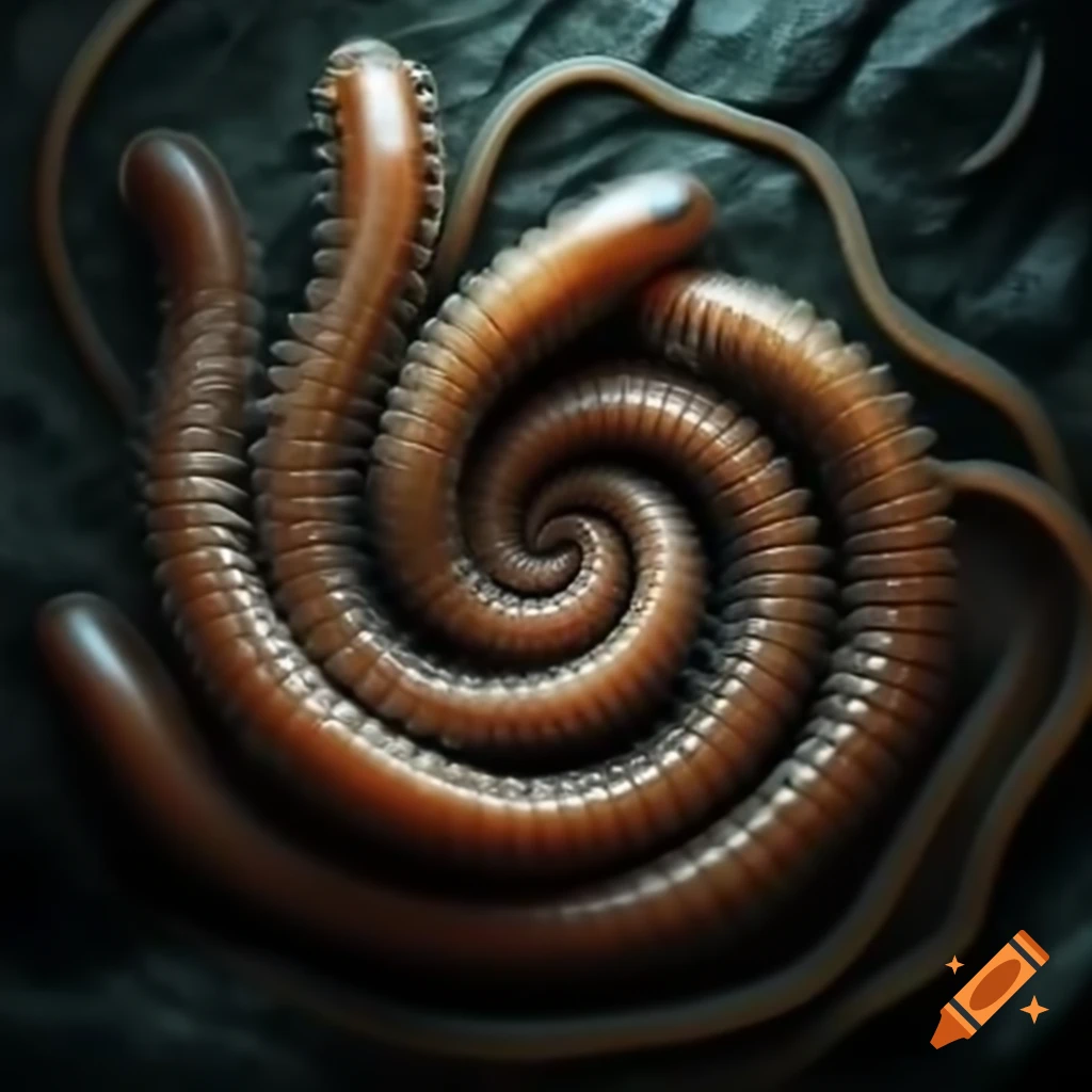 Swirling vortex of wriggling worms showcasing nature's movement