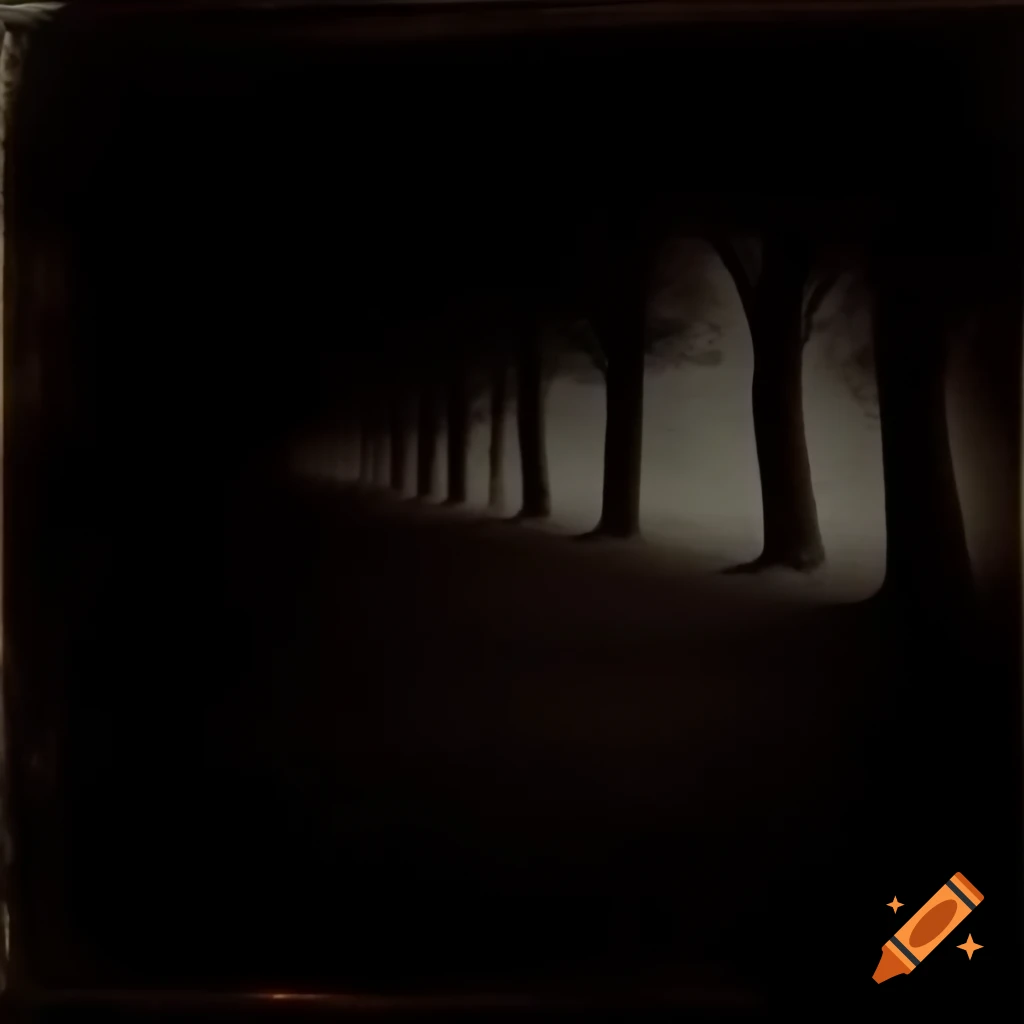 Dark vintage image of trees with shadows
