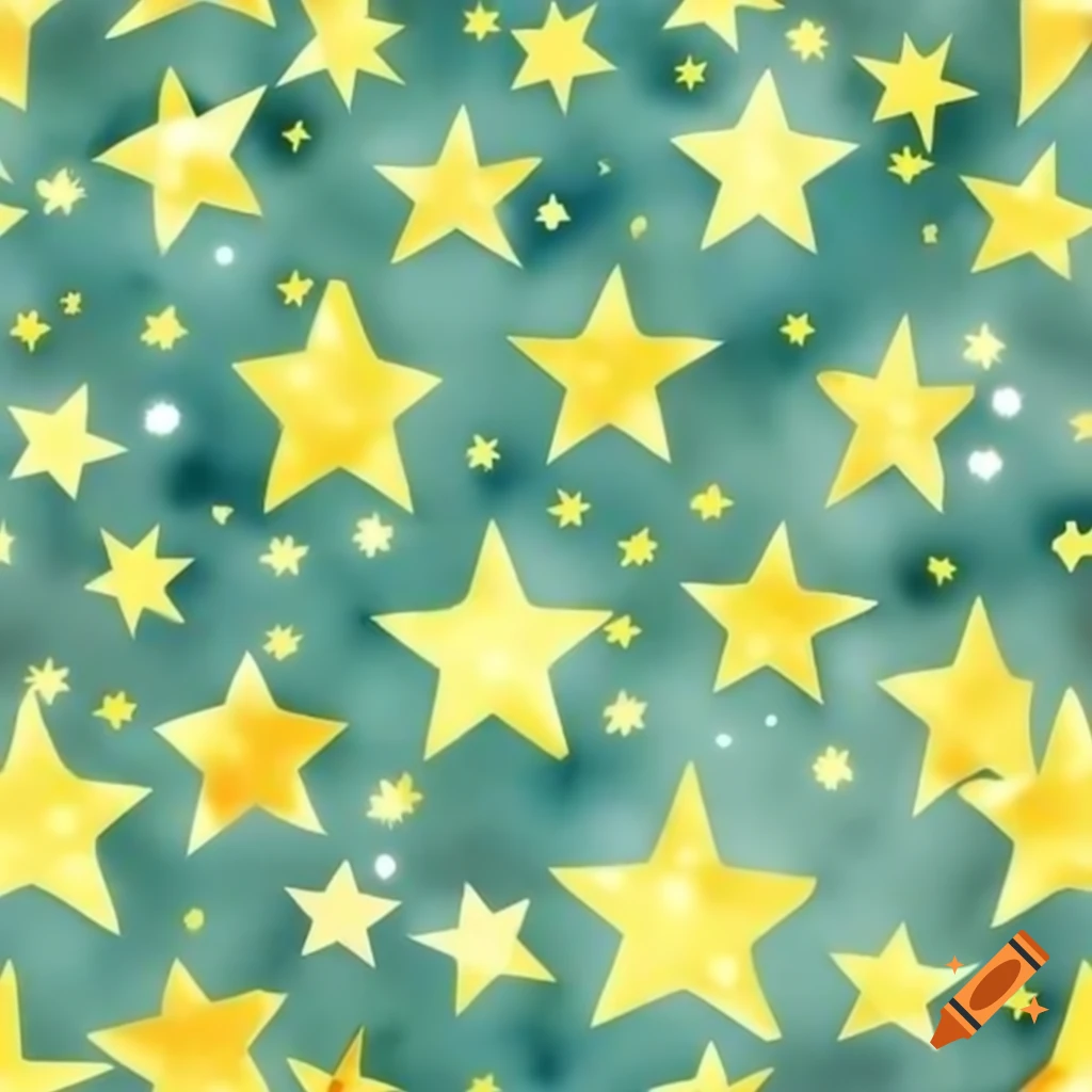 Twinkling stars in watercolor shades of yellow and gold, cartoon style