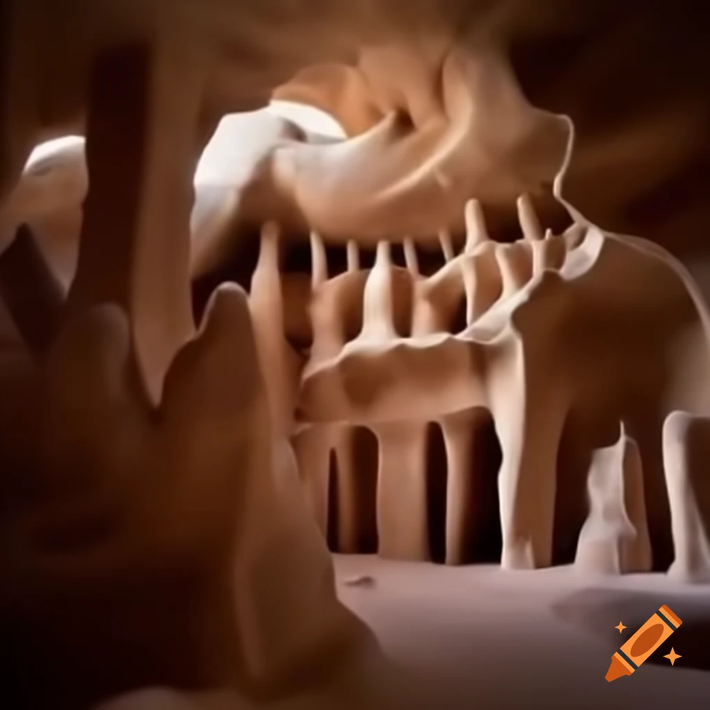 Ancient stone hoodoos carved into strange figures