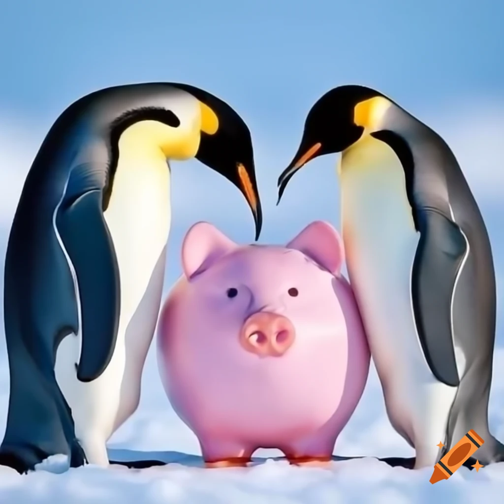 Unique piggybank design featuring penguins