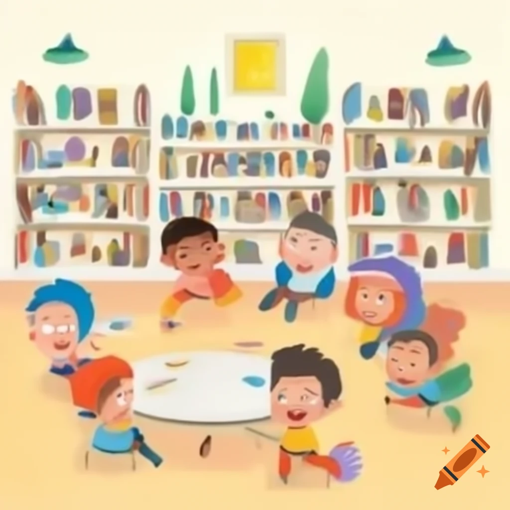 Children reading in a library setting